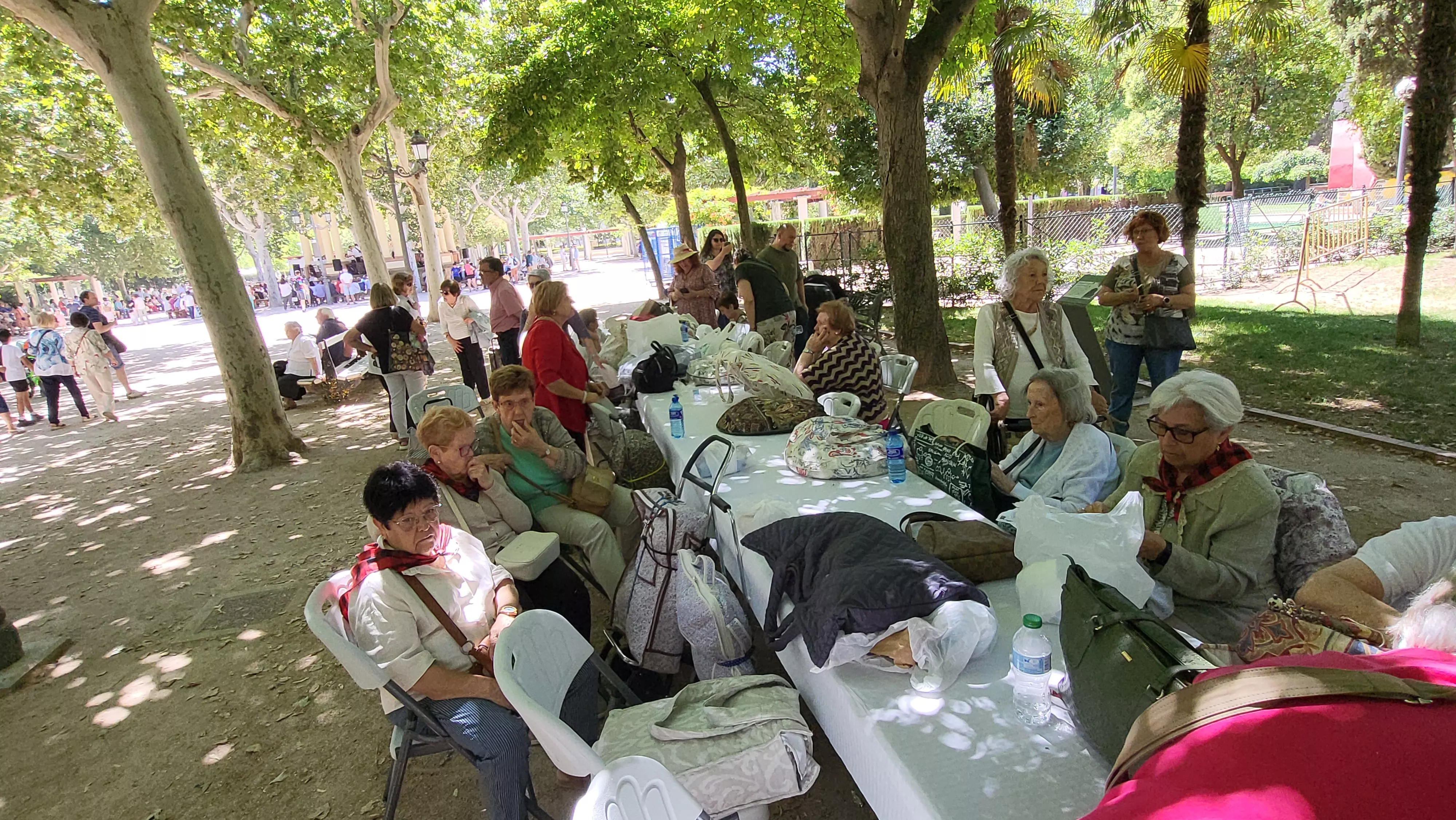 Encuentro de Bolillos de Huesca en el parque Miguel Servet. Foto Mercedes Manterola