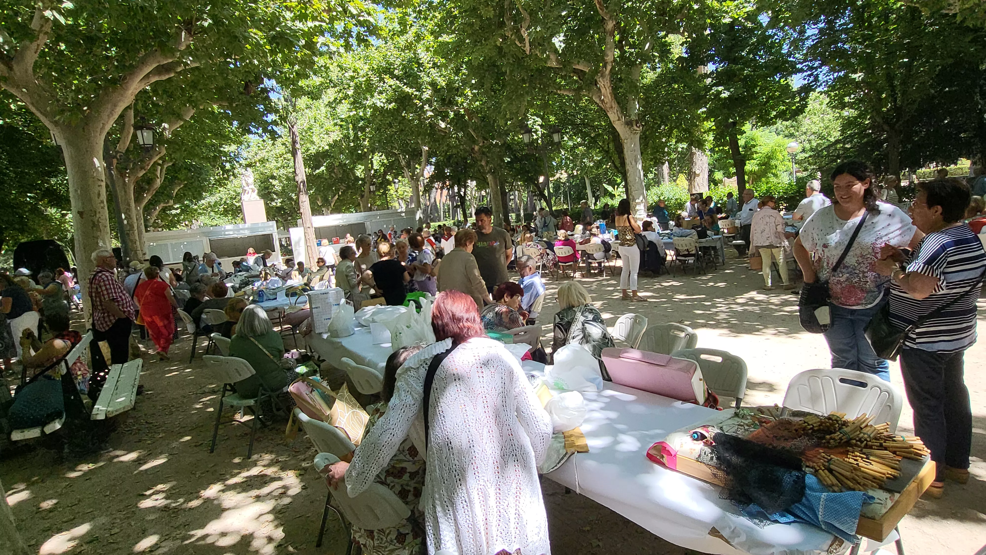 Encuentro de Bolillos de Huesca en el parque Miguel Servet. Foto Mercedes Manterola