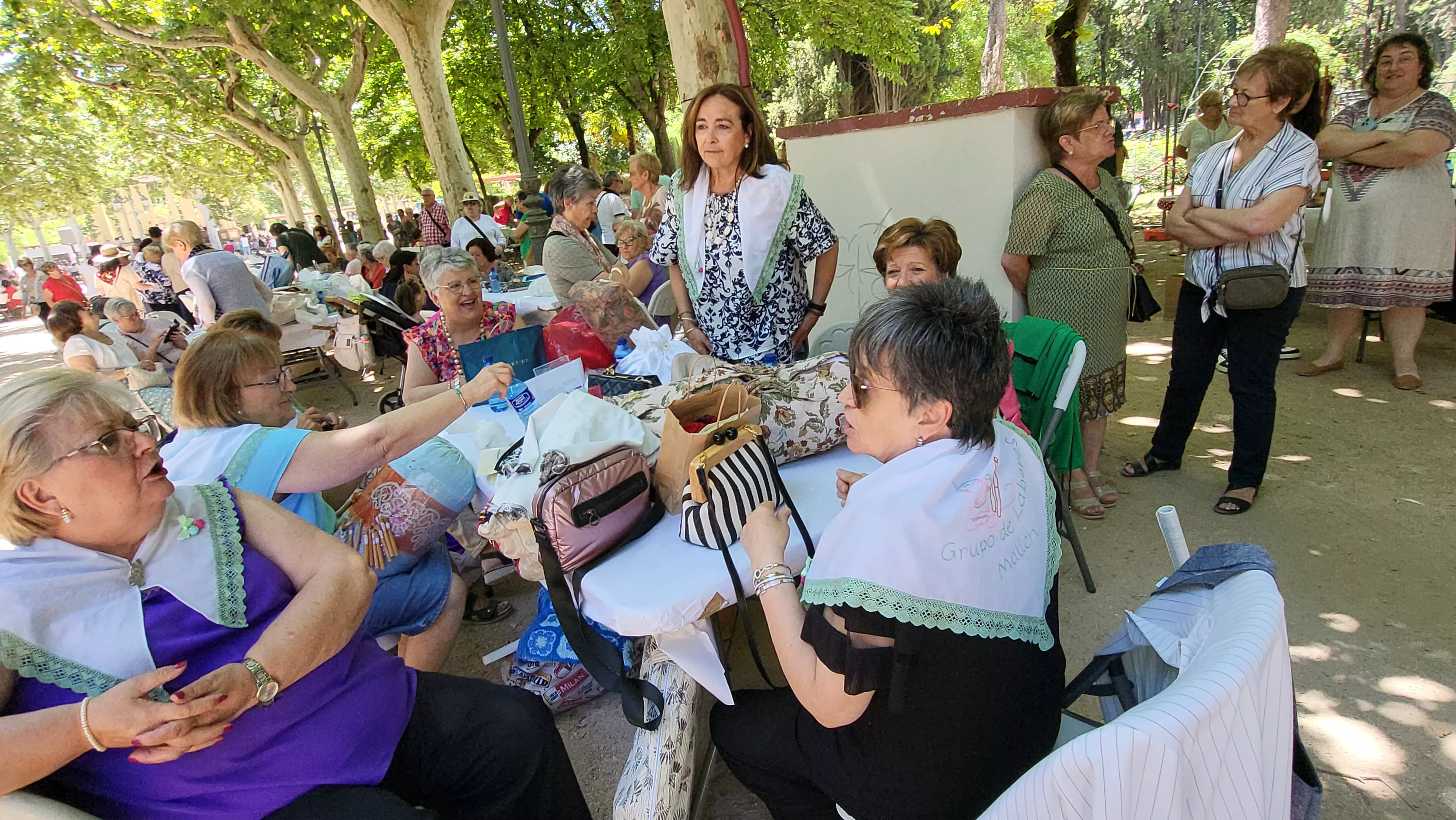 Encuentro de Bolillos de Huesca en el parque Miguel Servet. Foto Mercedes Manterola