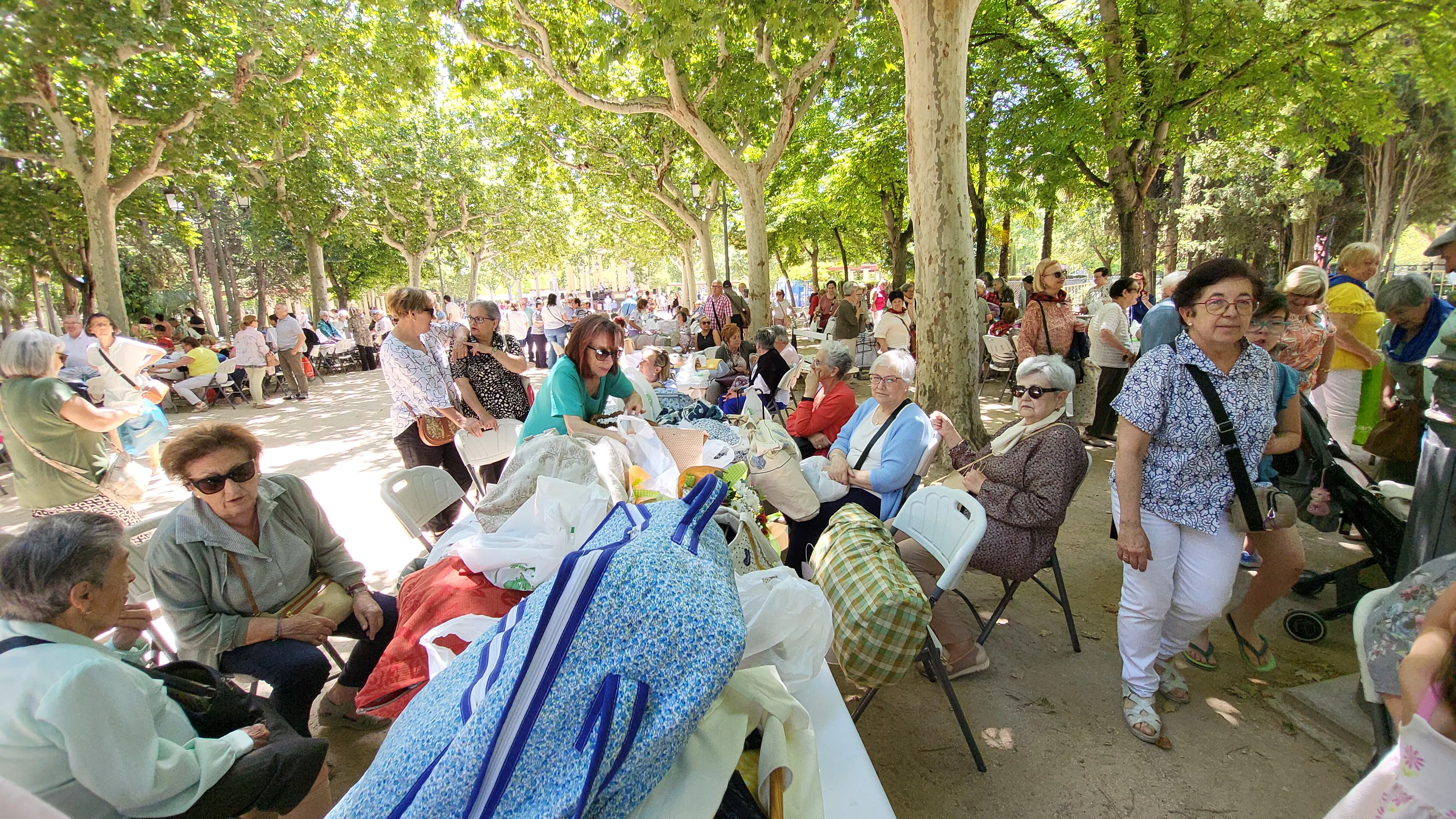 Encuentro de Bolillos de Huesca en el parque Miguel Servet. Foto Mercedes Manterola