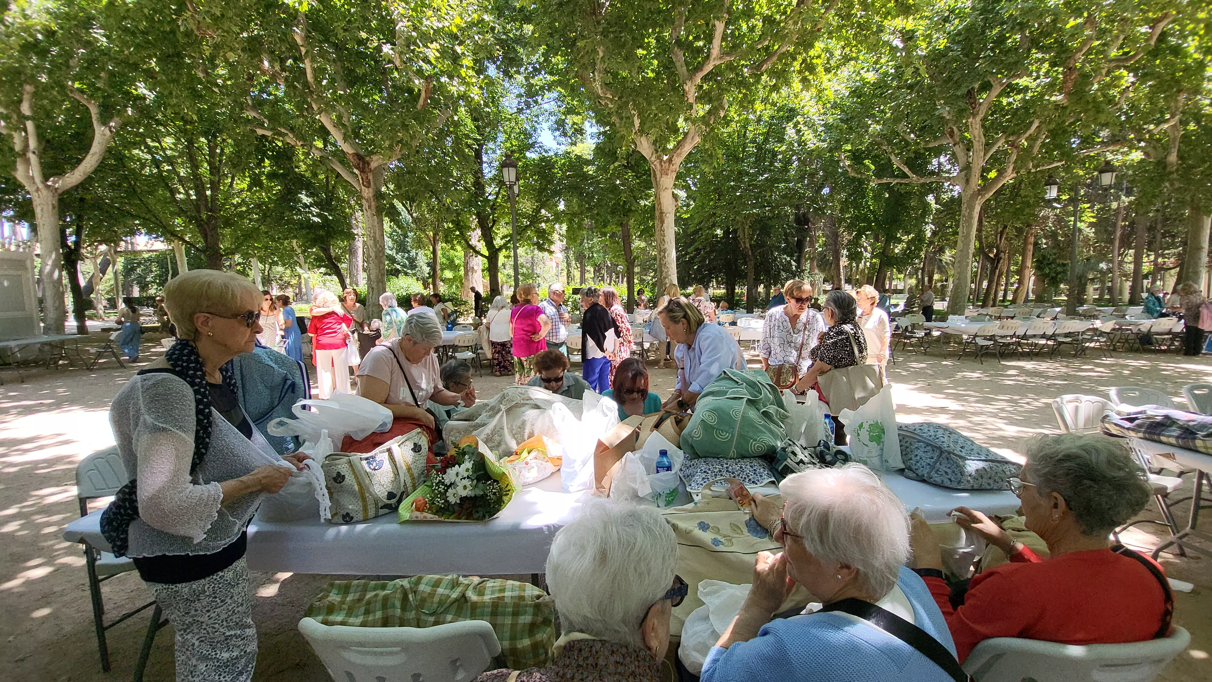 Encuentro de Bolillos de Huesca en el parque Miguel Servet. Foto Mercedes Manterola
