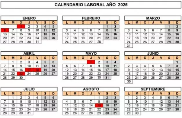 Publicado el calendario laboral para 2025 en Aragón.