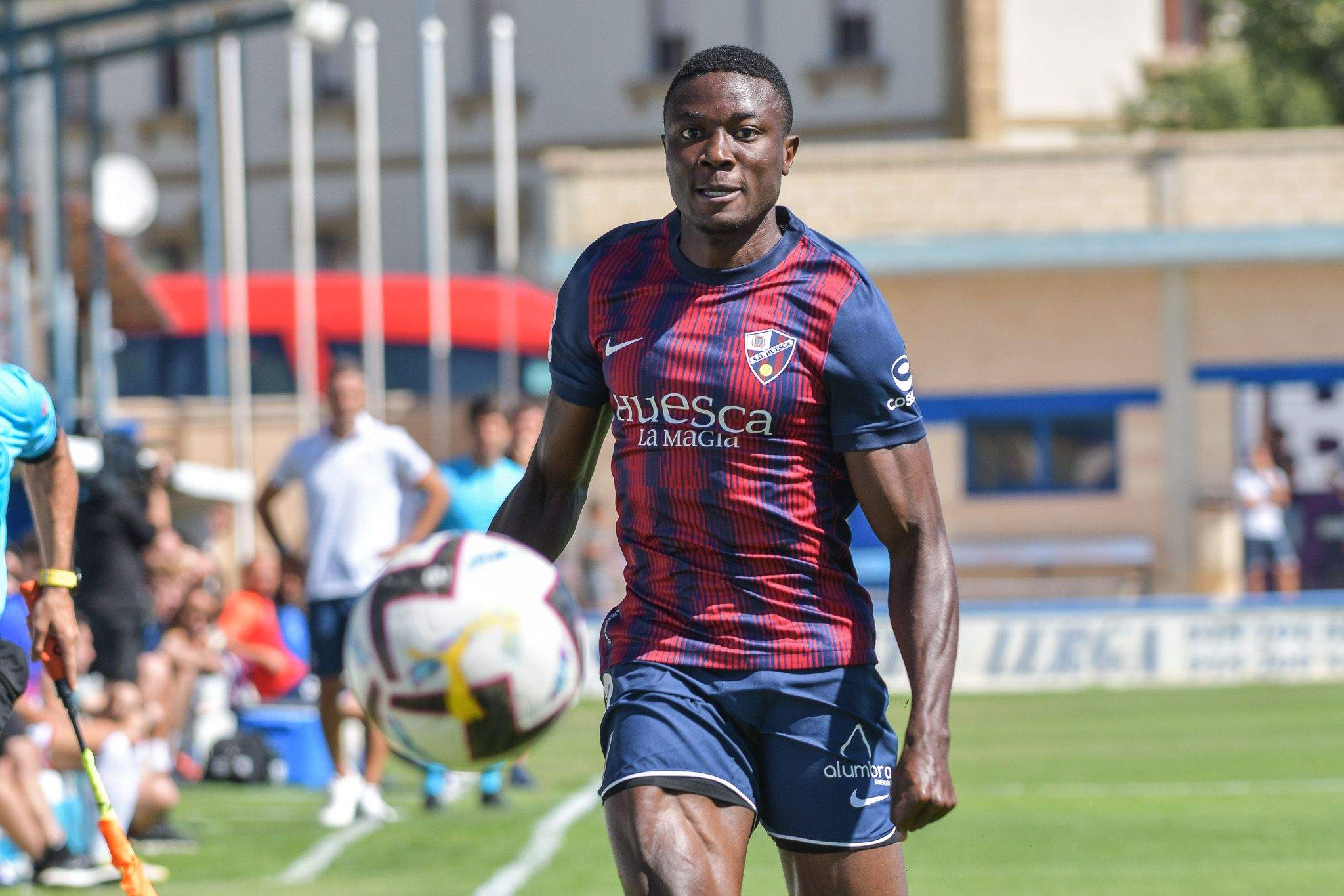 Patrick Soko en el partido ante el Eibar. Foto: SD Huesca