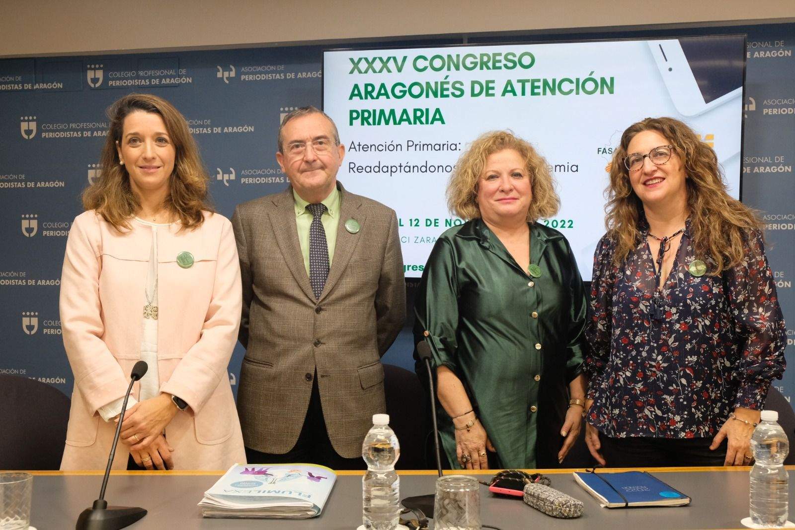 Laia Homedes, Leandro Catalán, Mercedes Ortín y Elena Asso en la presentación del Congreso Aragonés de Atención Primaria