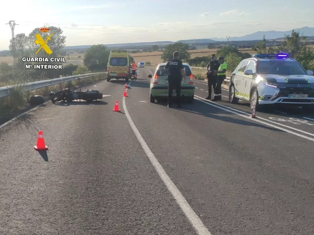 Lugar donde se ha producido el accidente en el tramo de carretera entre Huerrios y Cuarte.