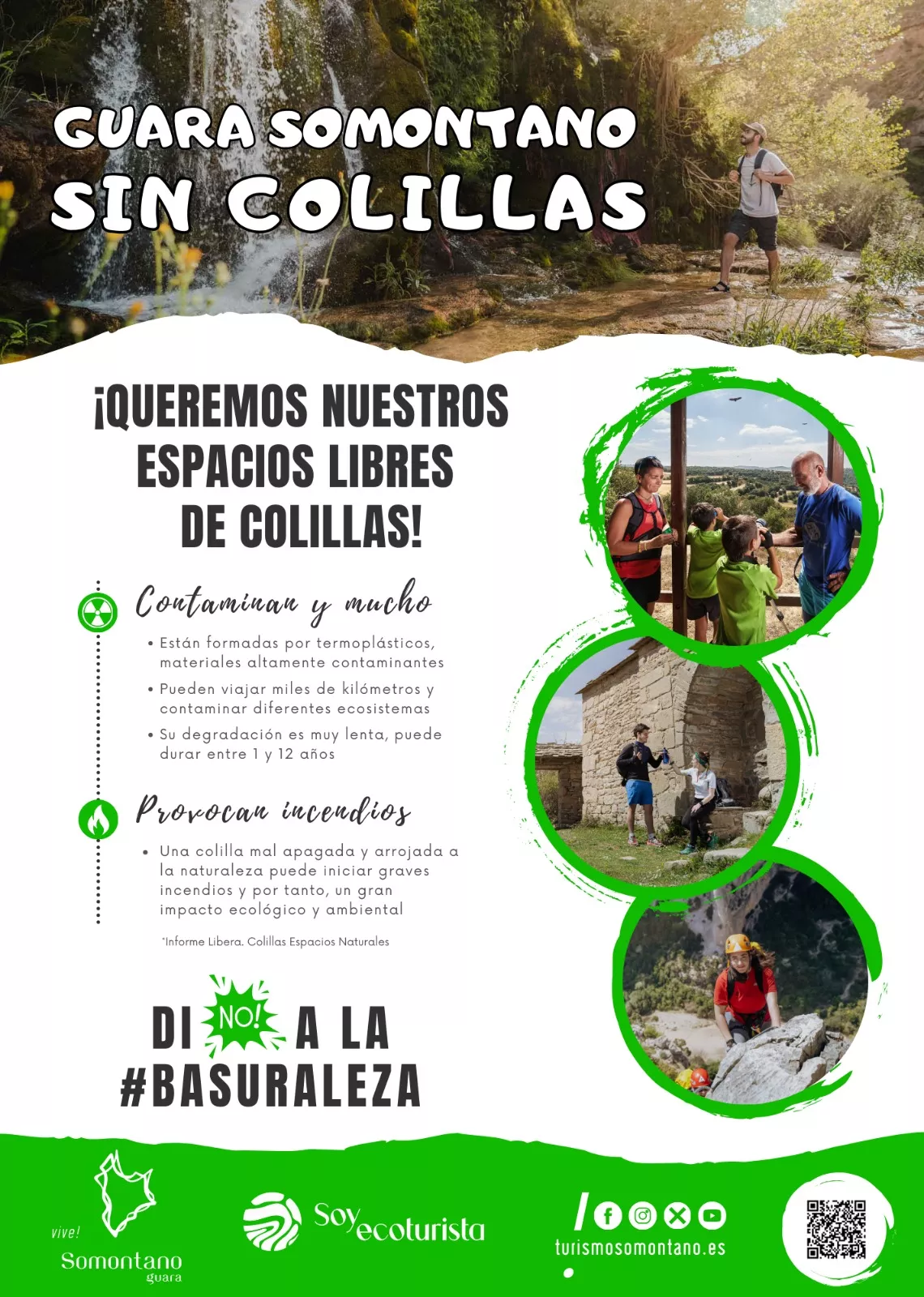 Cartel de Guara Somontano sin colillas