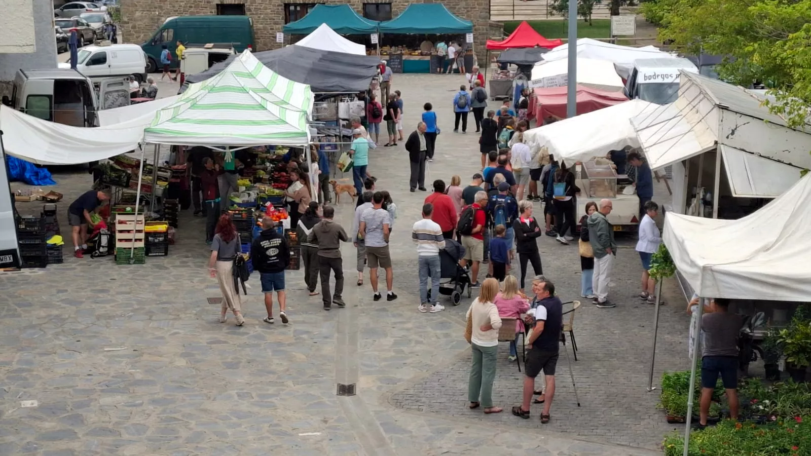 Parte del mercadillo ubicada en la plaza del Mercado de Biescas. Parte del mercadillo ubicada en la plaza del Mercado de Biescas.