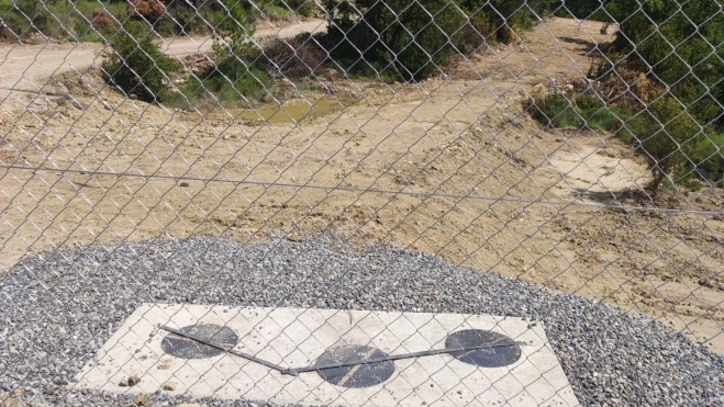 Obras de la nueva balsa en Aínsa-Sobrarbe. Obras de la nueva balsa en Aínsa-Sobrarbe.