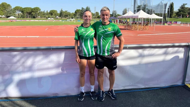 Aitana Escar con su entrenador, Lucian Bleza. Aitana Escar con su entrenador, Lucian Bleza.