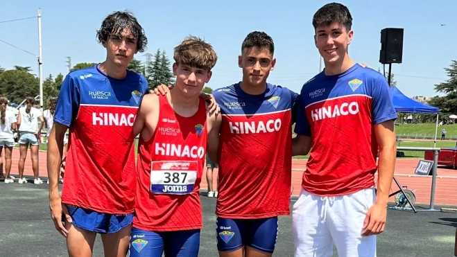 Izan Garrido, Marcos del Olmo y Alex Simeria, con Néstor Tolosa, compañero de entreno. Izan Garrido, Marcos del Olmo y Alex Simeria, con Néstor Tolosa, compañero de entreno.