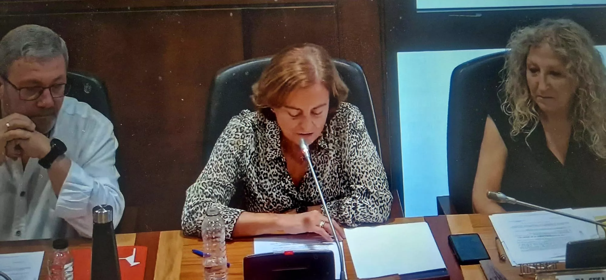 Teruca Moreno, despidiéndose de sus compañeros de corporación municipal. 