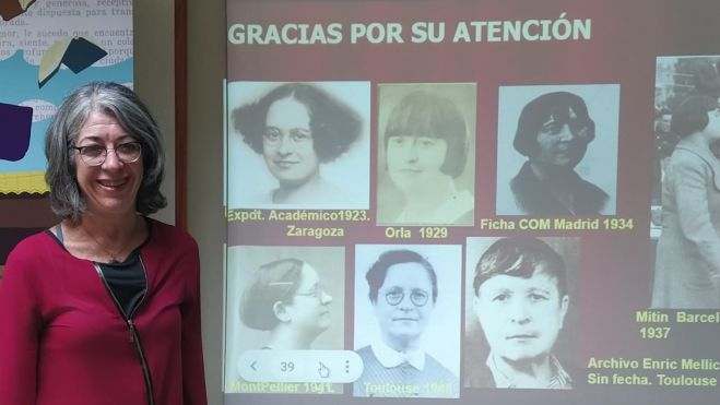 Concepción Gómez durante la presentación de su libro en Huesca. Concepción Gómez durante la presentación de su libro en Huesca.