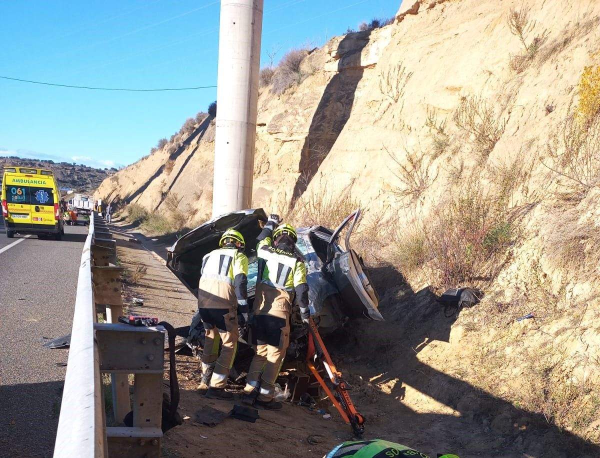 Actuación de los efectivos en el lugar del accidente