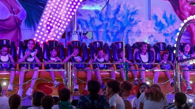 Una de las atracciones del recinto ferial de Huesca. Una de las atracciones del recinto ferial de Huesca.