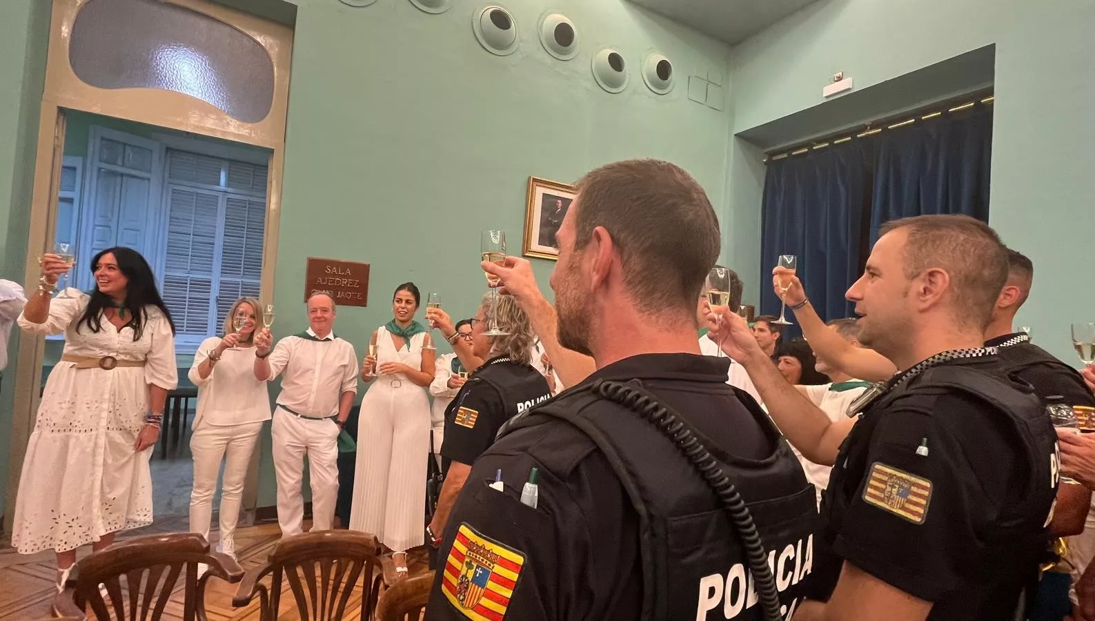 Brindis en el final de las fiestas de San Lorenzo 2024. Foto Mercedes Manterola