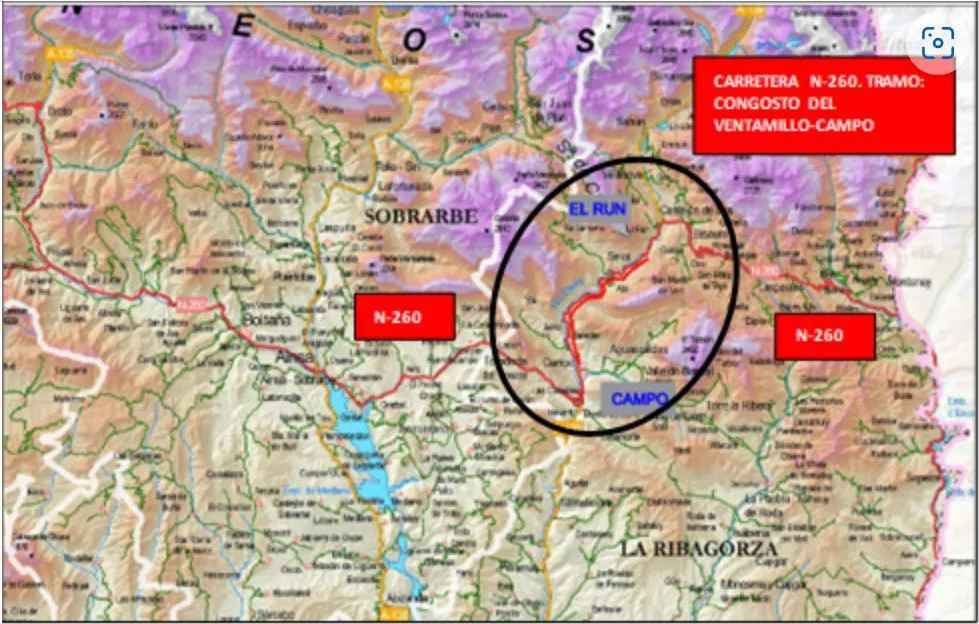 Se retoman los cortes al tráfico por obras en la N-260 entre El Run y Campo. Se retoman los cortes al tráfico por obras en la N-260 entre El Run y Campo.
