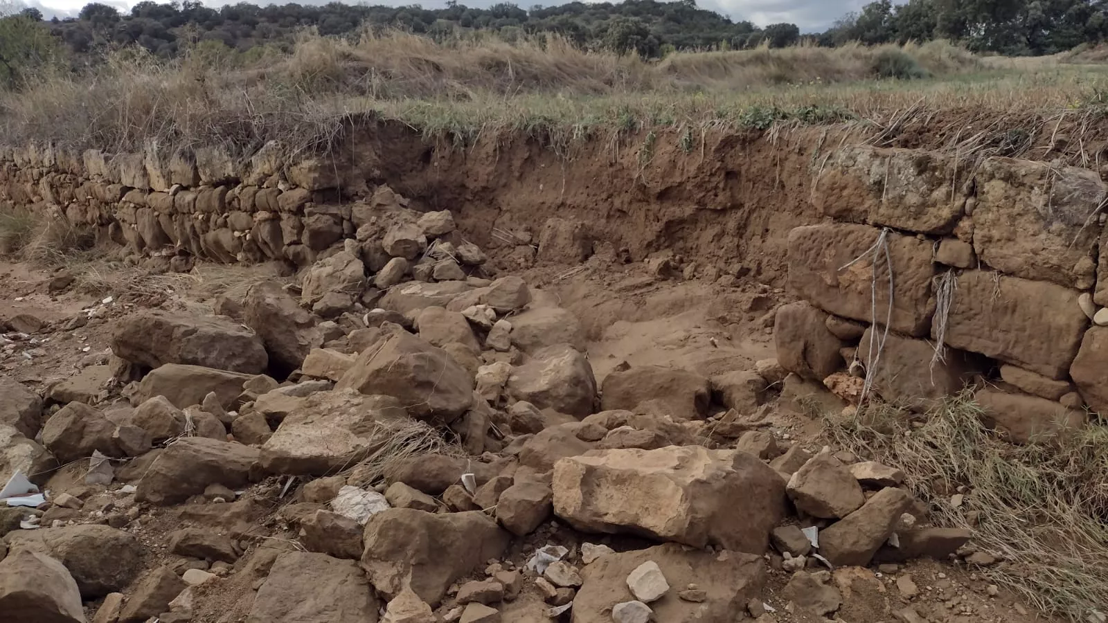 Lascellas, afectada por las lluvias torrenciales.