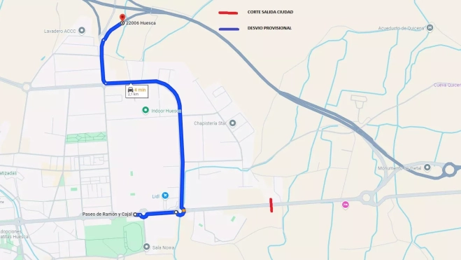 Desvío habilitado por la Policía Local de Huesca Desvío habilitado por la Policía Local de Huesca