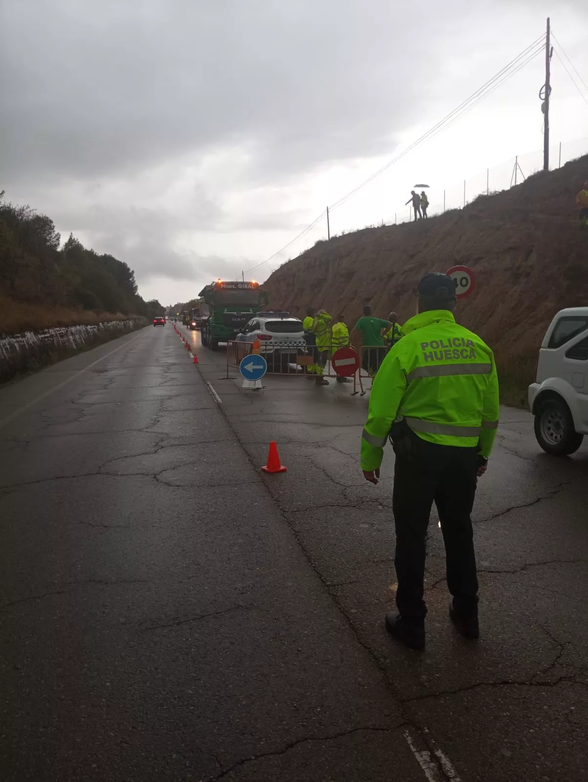 Lugar del desprendimiento en la carretera de Huesca a Barbastro