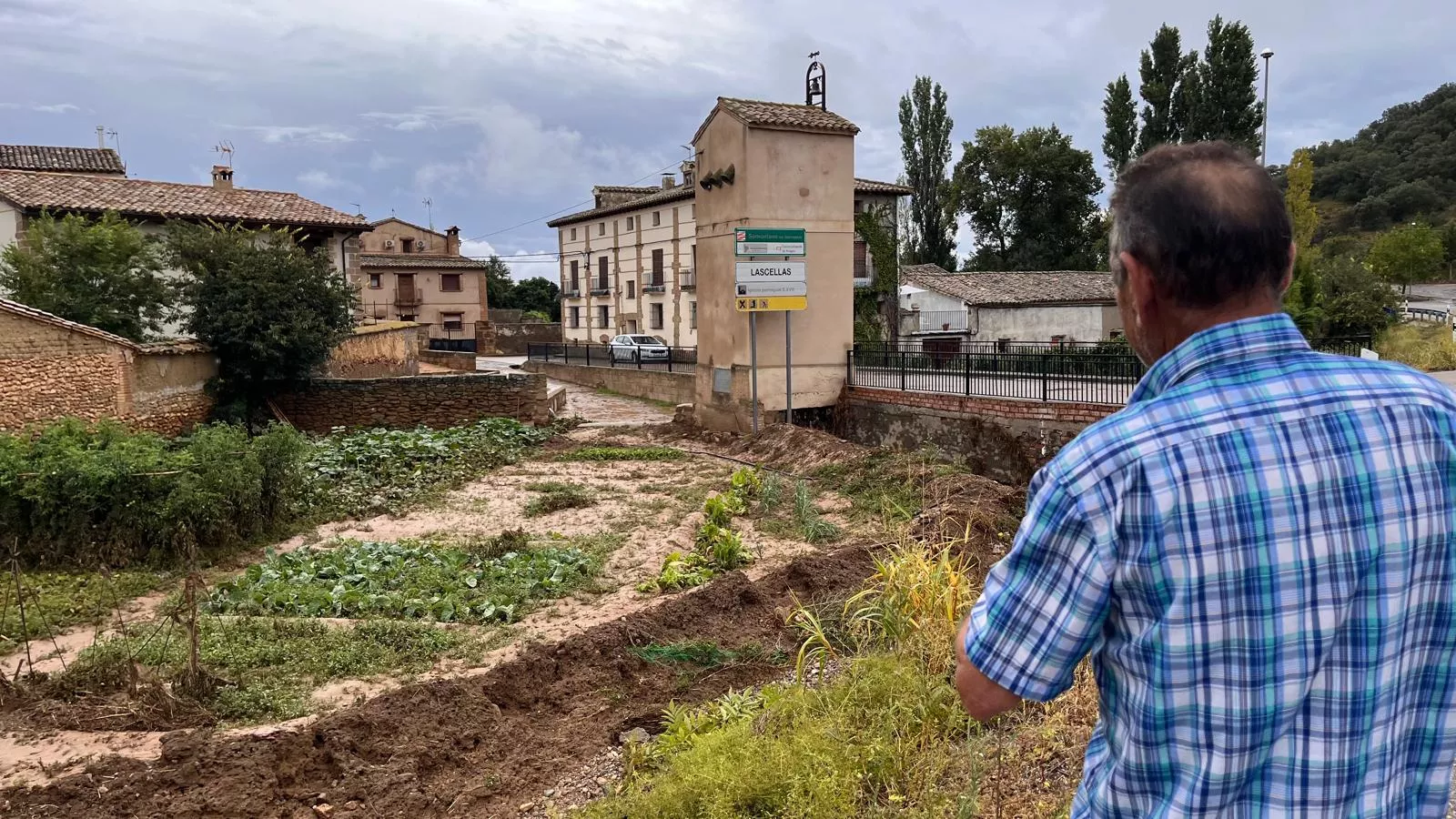 Lascellas tras las fuertes lluvias que han causados serios destrozos. Foto Mercedes Manterola