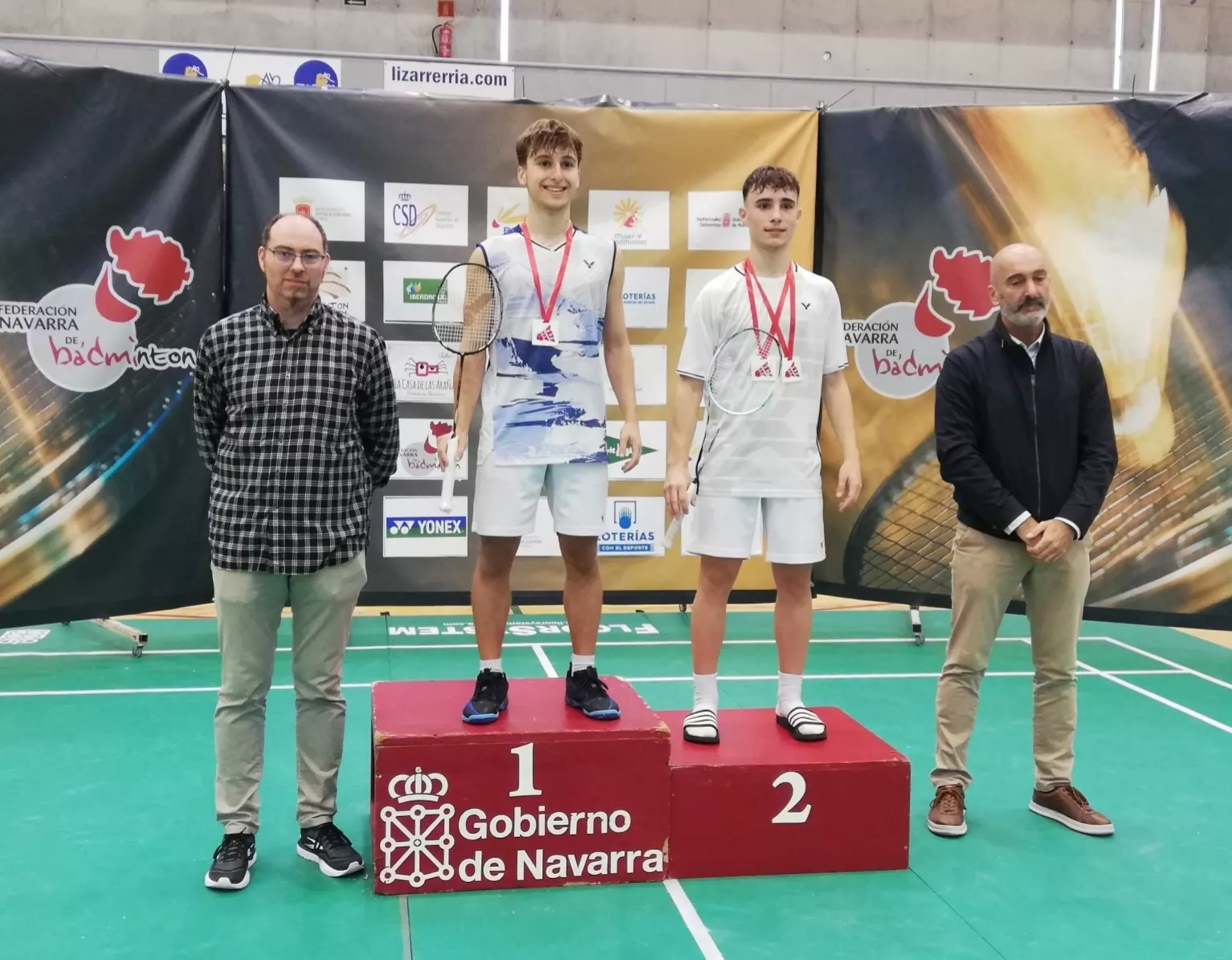 Podio individual Sub 19 Estella con Raúl Bergua y Alejandro Gállego.