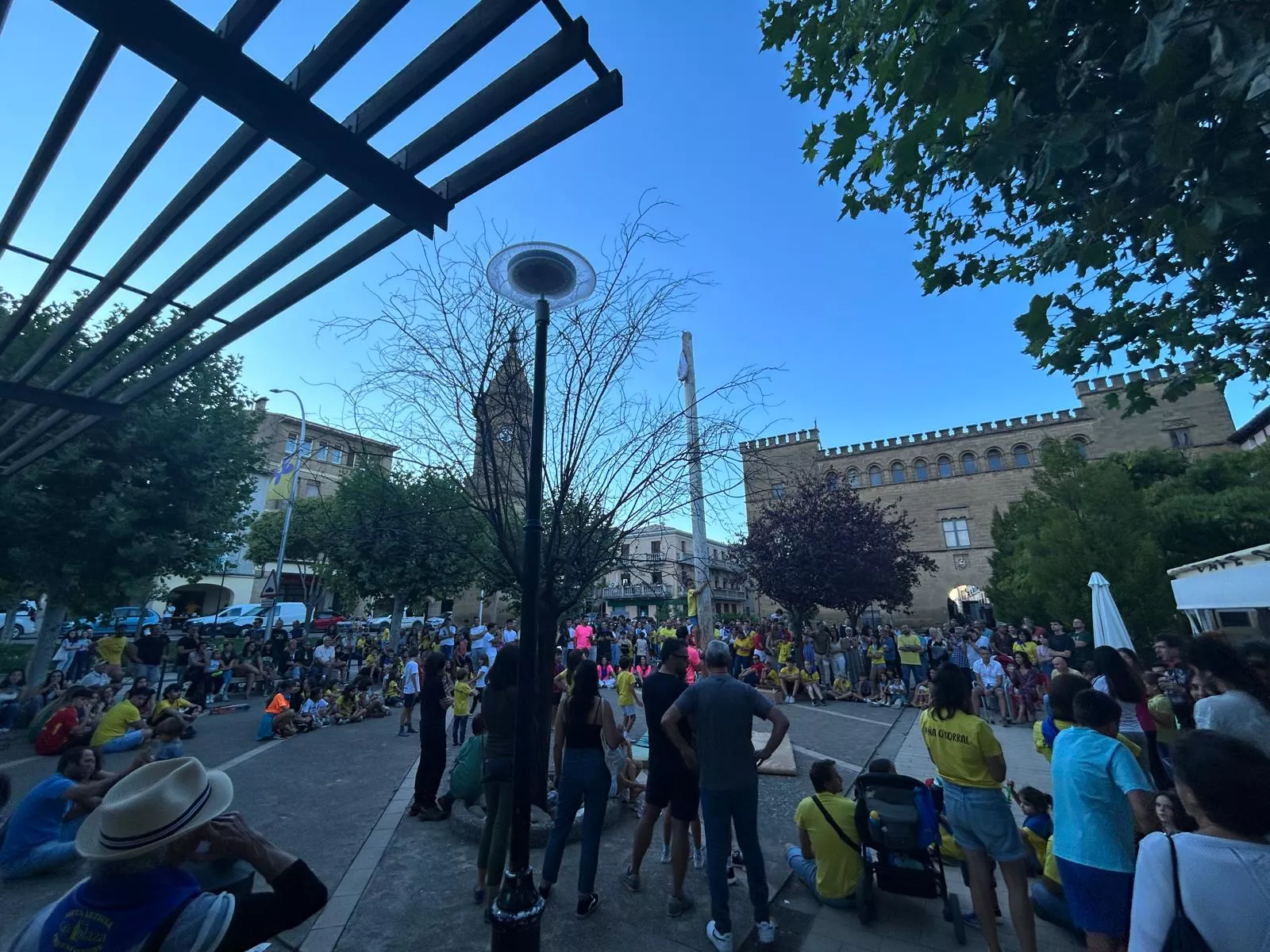 Madero enjabonado, un acto típico de las fiestas de Ayerbe.