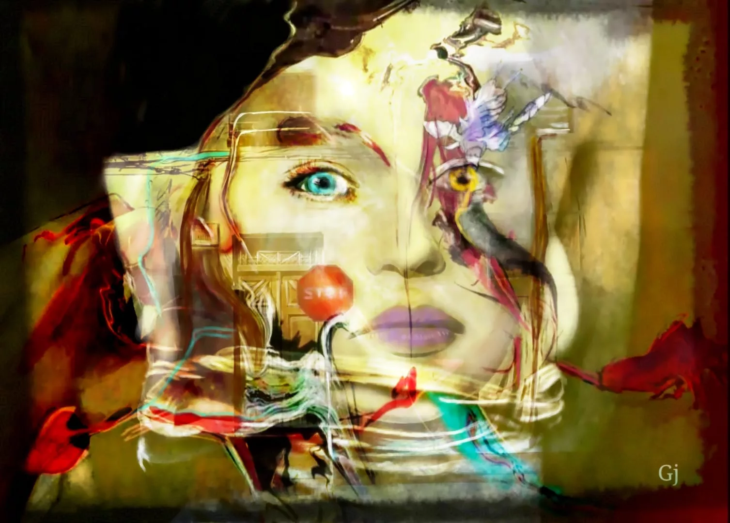 Exposición de Gloria Jubero en Binéfar. Composición realizada para la presentación.