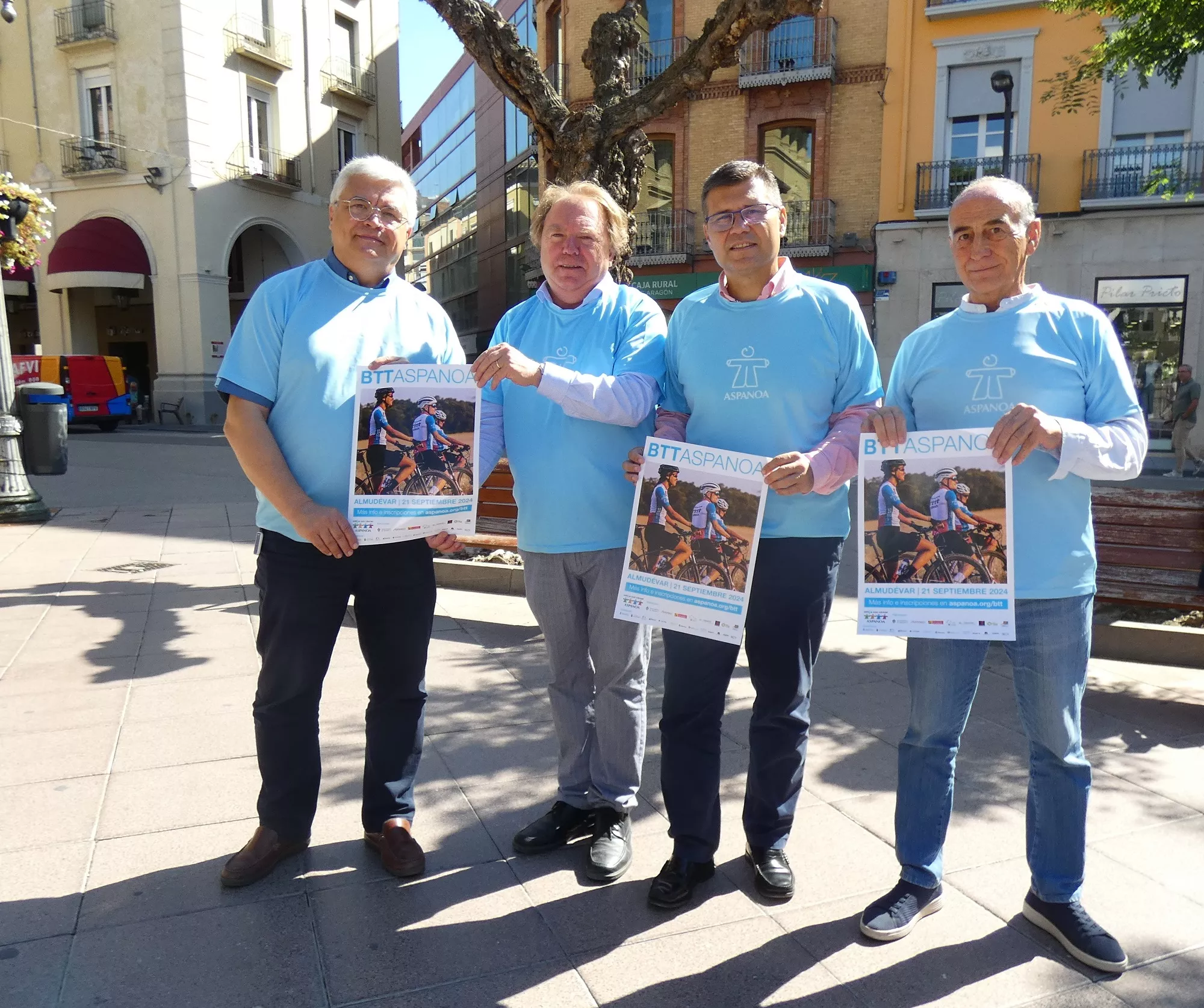 Acín, Abad, Uriol y Justes, en la presentación de la BTT de Aspanoa 2024.