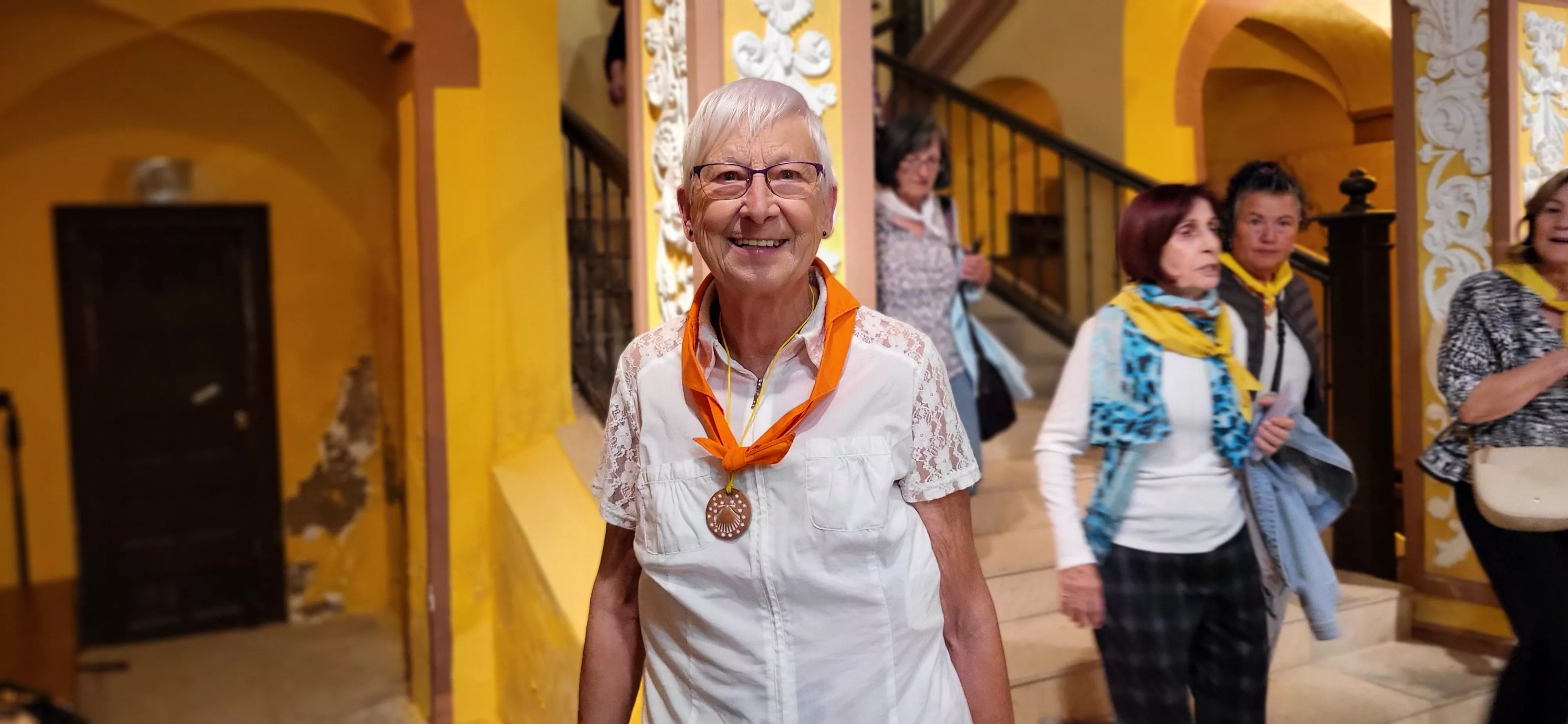 Recepción en el Ayuntamiento de Huesca a los participantes en el XXII Encuentro de Asociaciones del Camino de Santiago. Foto Mercedes Manterola