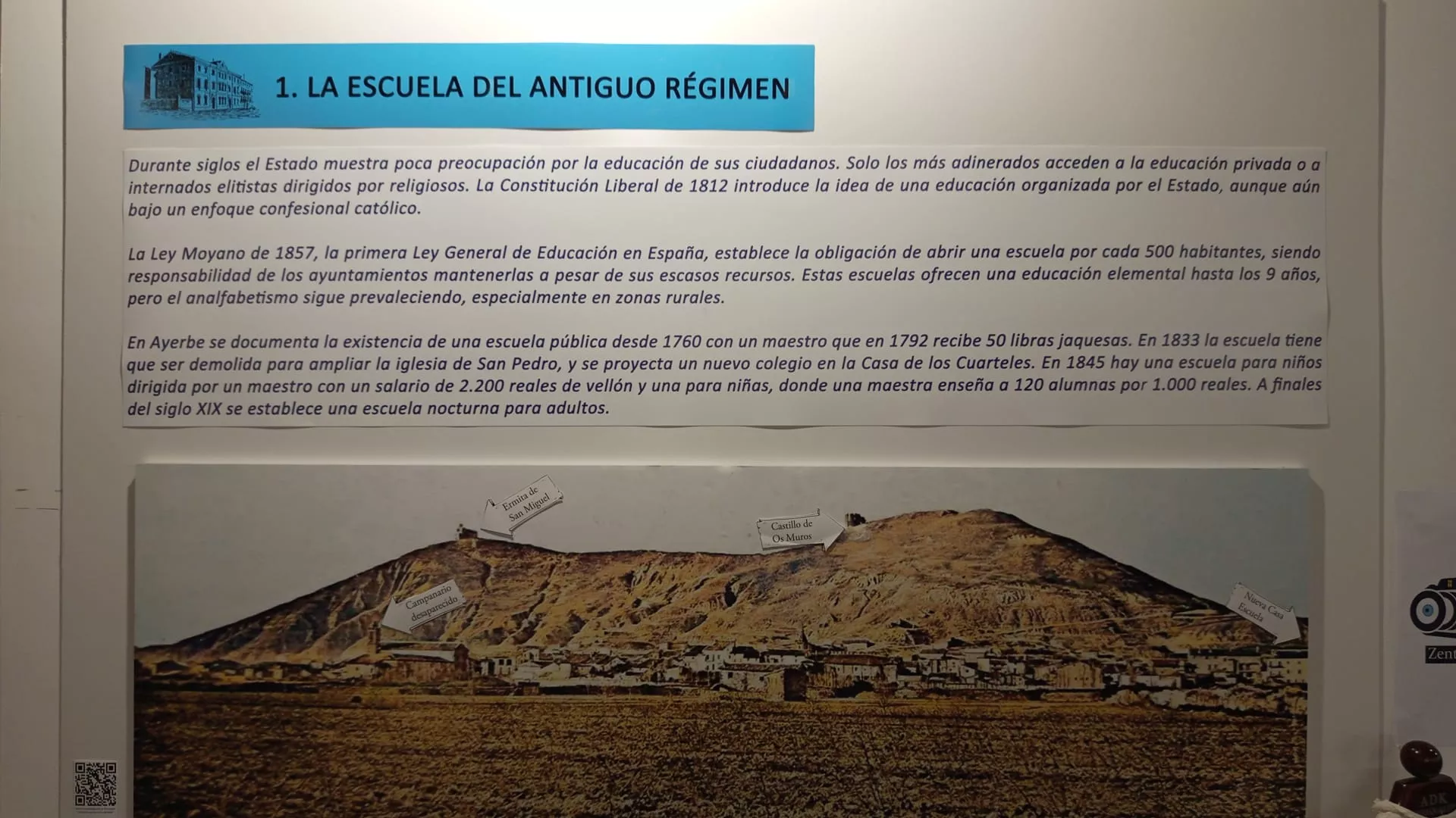 Exposición de la historia educativa de Ayerbe.