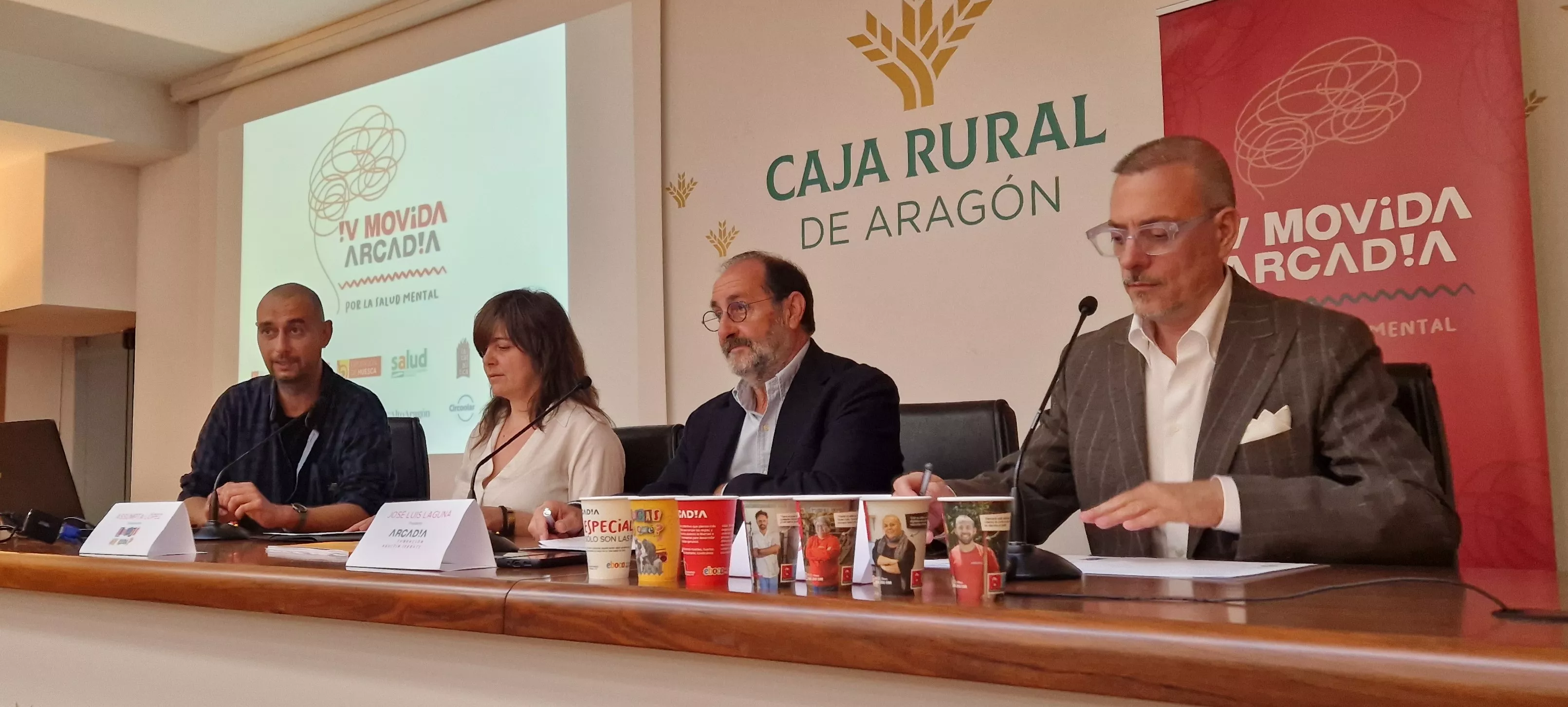 Alex Pigem, Assumta López, José Luis Laguna y Raúl Benito, en la presentación de la "IV Movida". Foto Myriam Martínez