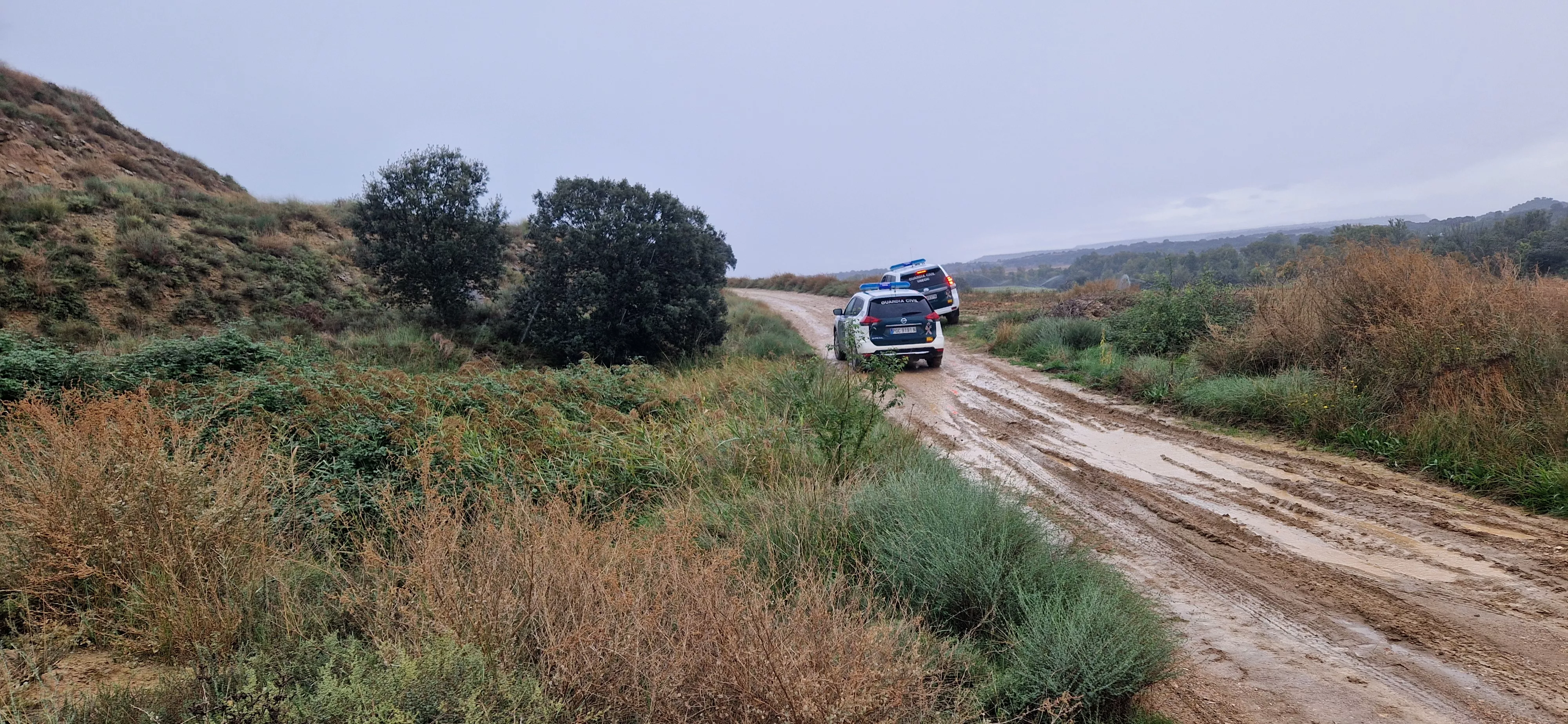 Primeros trabajos de las máquinas en Salillas para hacer las balsas. Foto Myriam Martínez