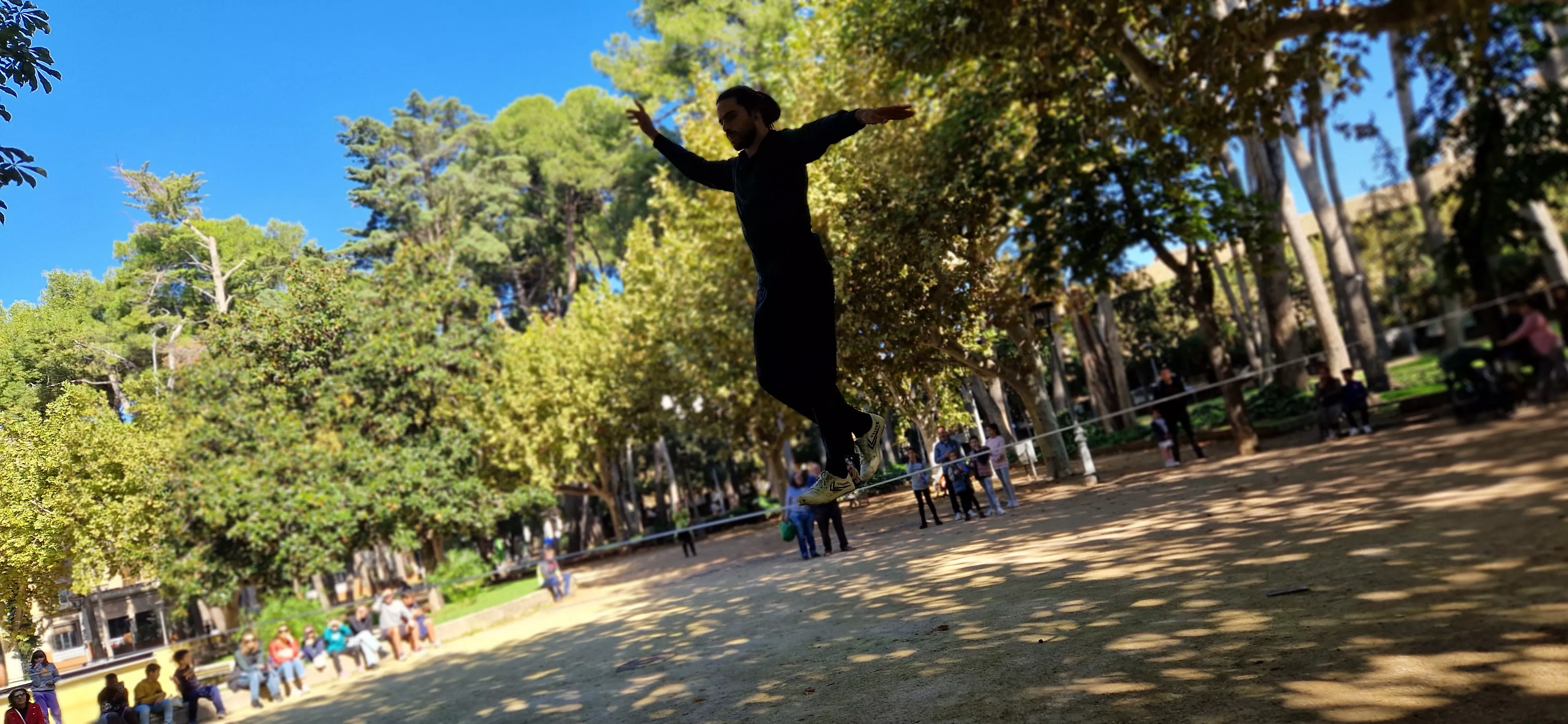 Bruno Toso y su espectáculo de  slackline en el Spin Festival. Foto Myriam Martínez 
