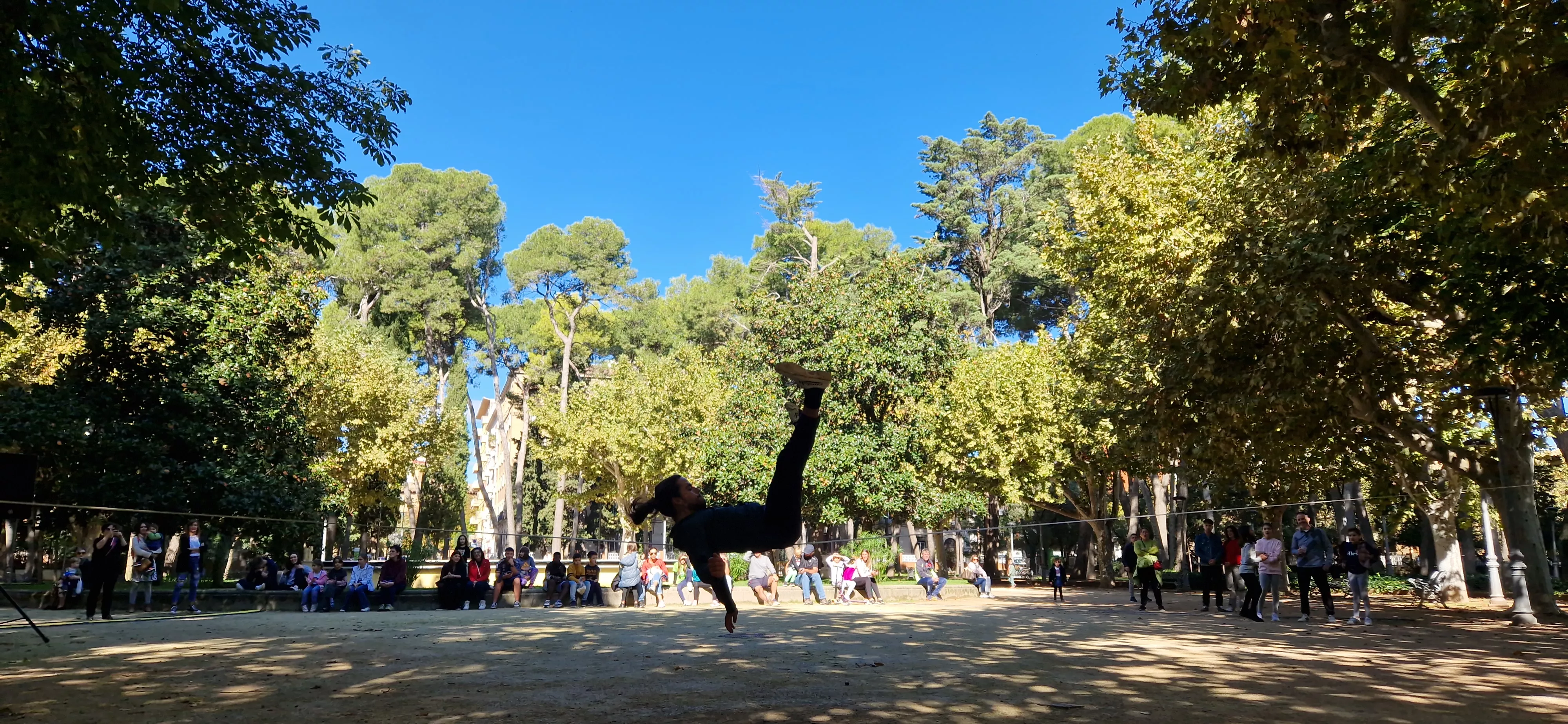 Bruno Toso y su espectáculo de  slackline en el Spin Festival. Foto Myriam Martínez 