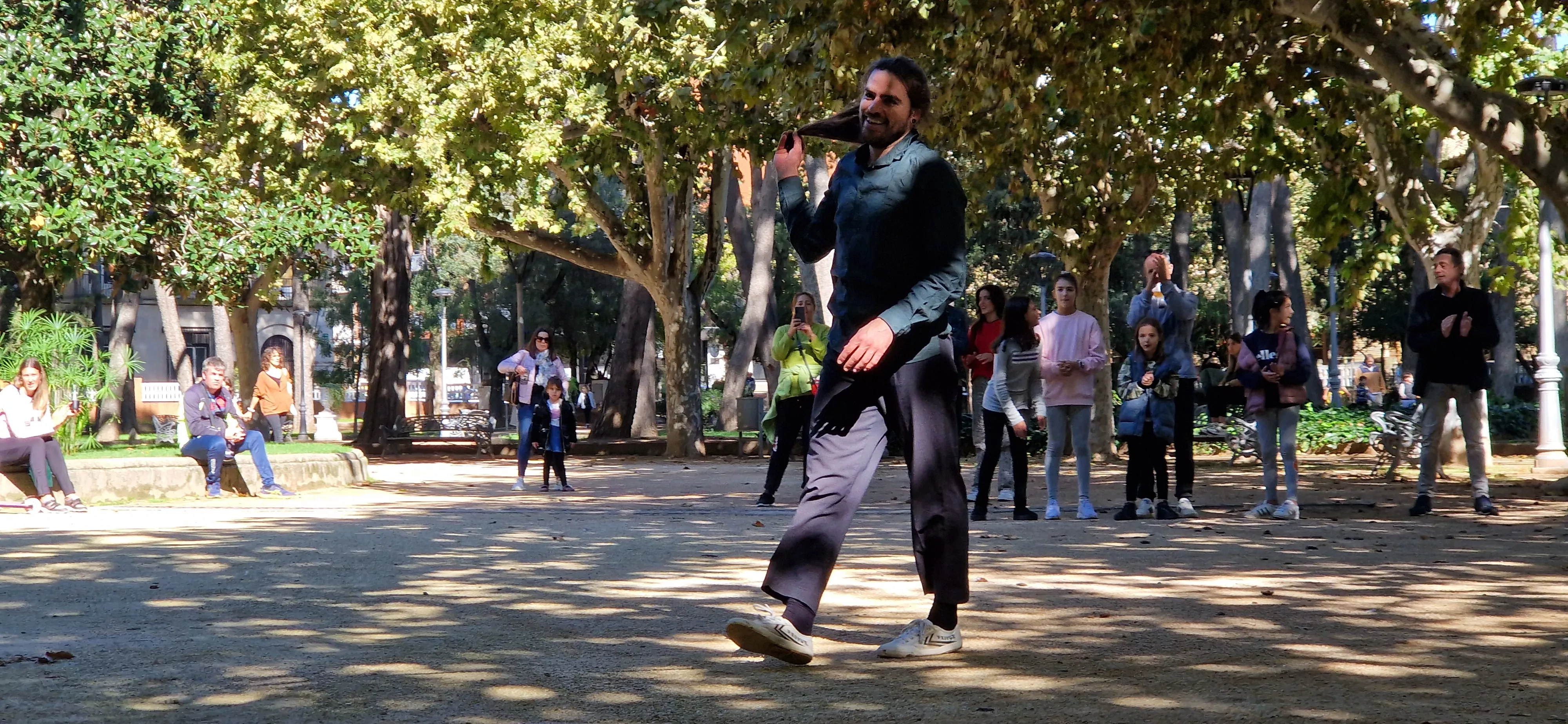 Bruno Toso y su espectáculo de  slackline en el Spin Festival. Foto Myriam Martínez 