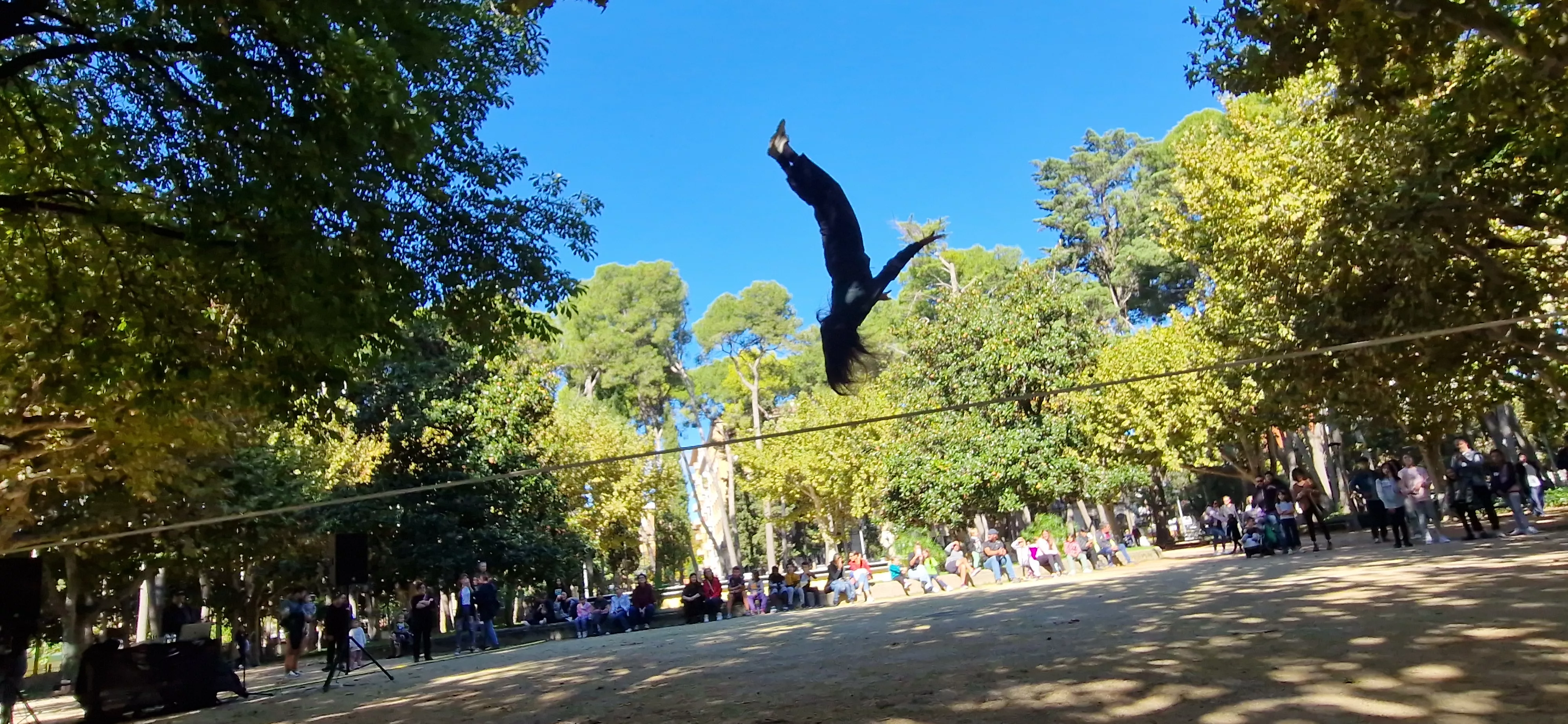 Bruno Toso y su espectáculo de  slackline en el Spin Festival. Foto Myriam Martínez 