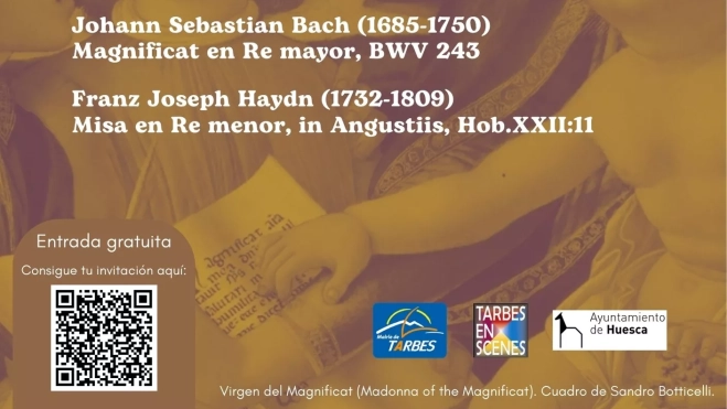 Parte del cartel del concierto por el 60 aniversario del hermanamiento, con el QR para obtener invitación. Parte del cartel del concierto por el 60 aniversario del hermanamiento, con el QR para obtener invitación.