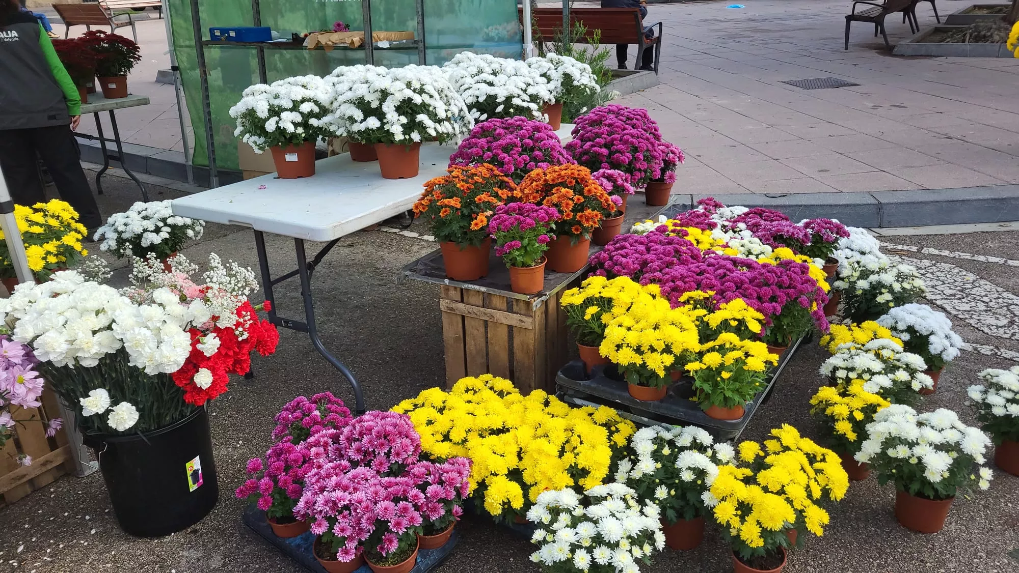 Puestos de flores por Todos los Santos en la Plaza de Navarra