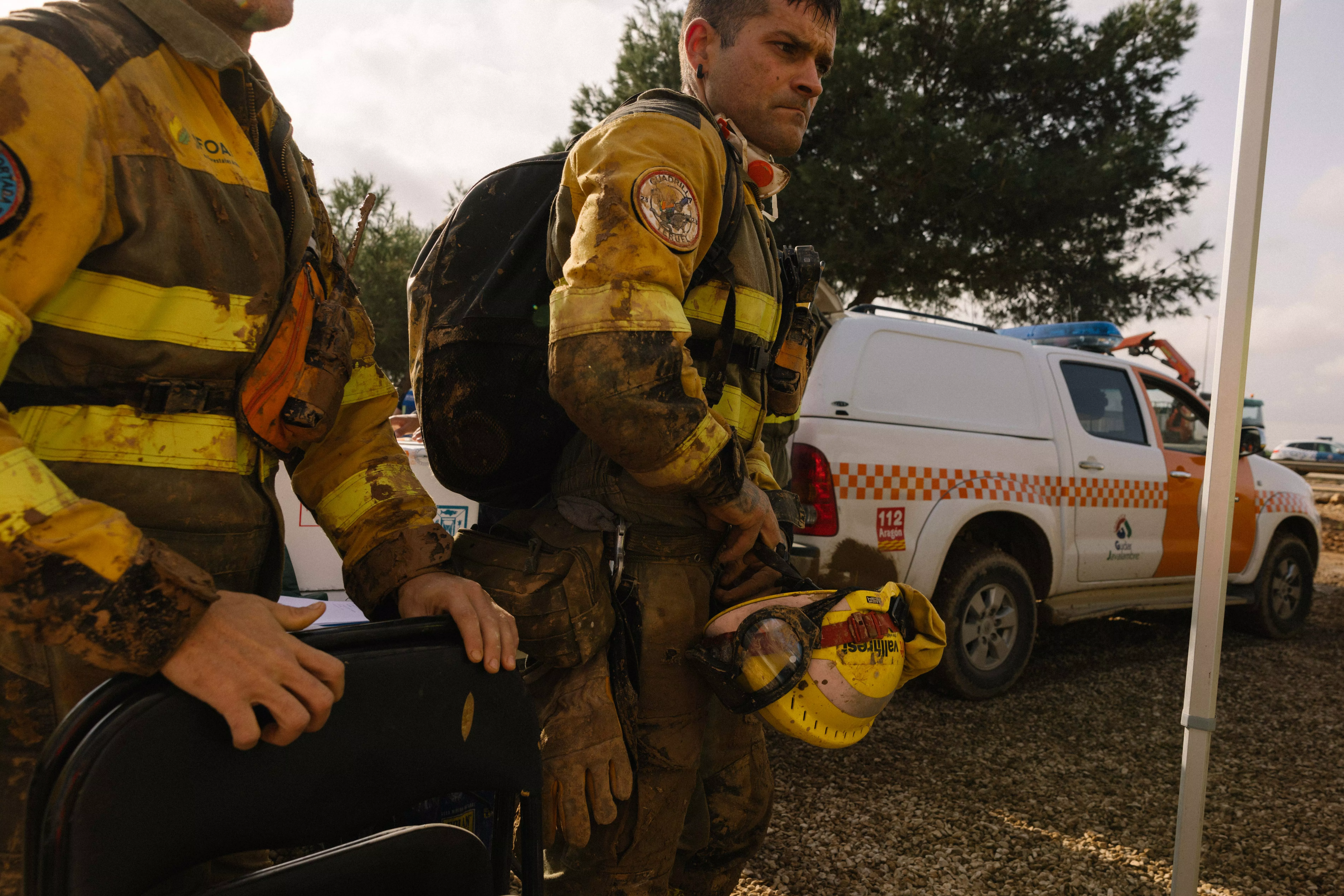 Trabajos de distintos cuerpos aragoneses en Catarroja. Foto E. Ezequiel (DGA)