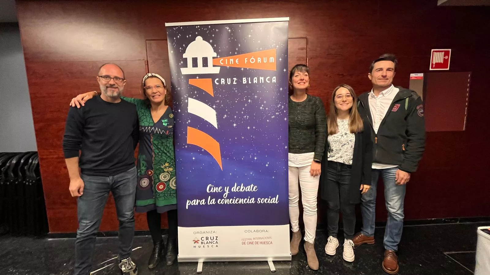 Moreno, Gota, Rasal, Torner y Garzo, en la presentación del Cine Fórum de Cruz Blanca. Foto Mercedes Manterola