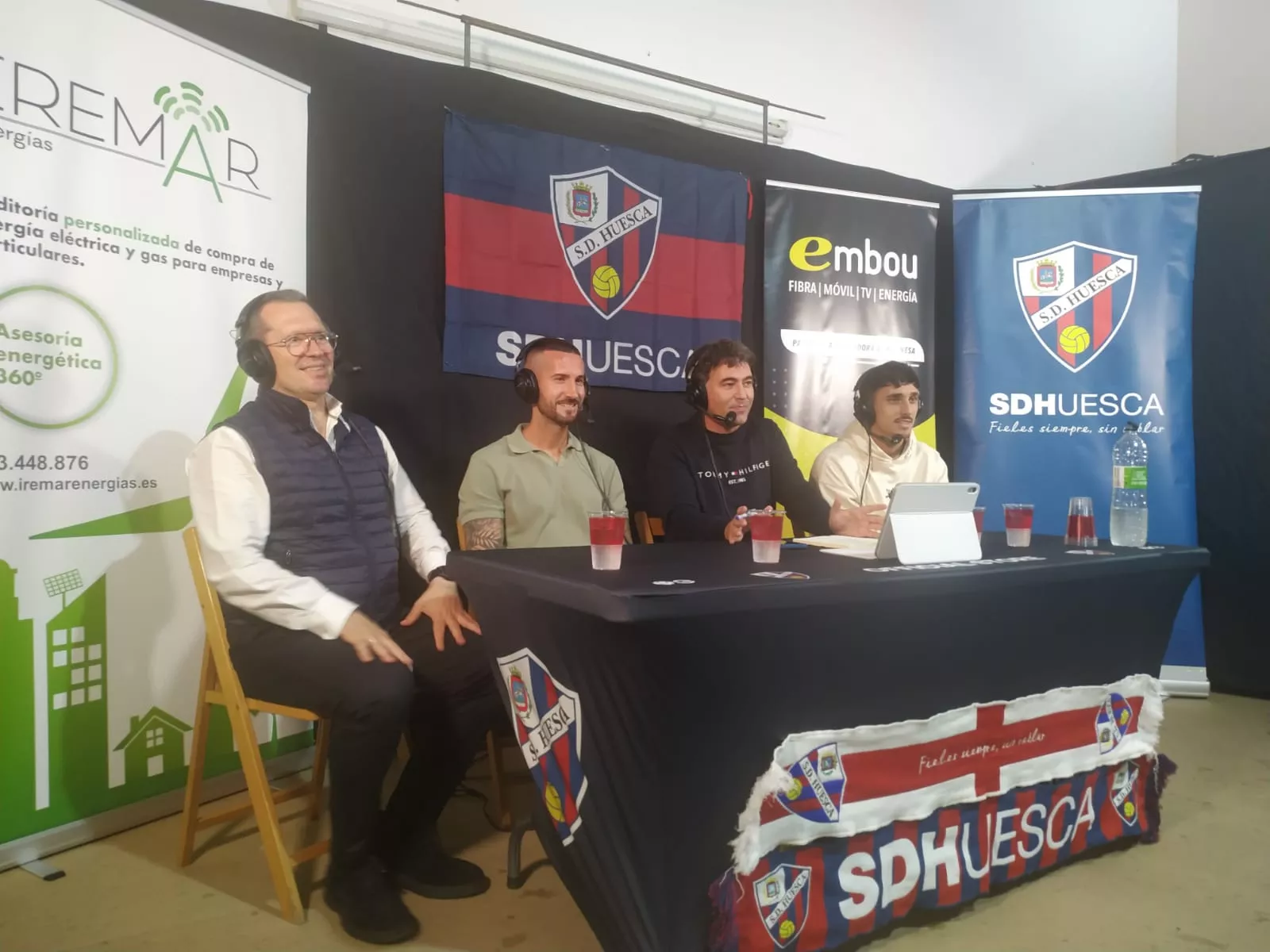 Sergio Bielsa, Óscar Sielva, Pablo Barrantes e Ignasi Vilarrasa, en el Somos Provincia de Pozán de Vero. Foto: Pablo Sig