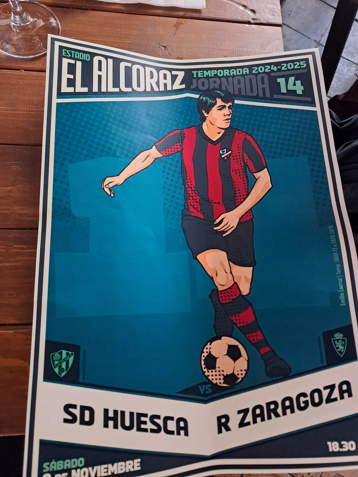 Emilio Lacruz, protagonista del cartel del partido Huesca-Zaragoza.