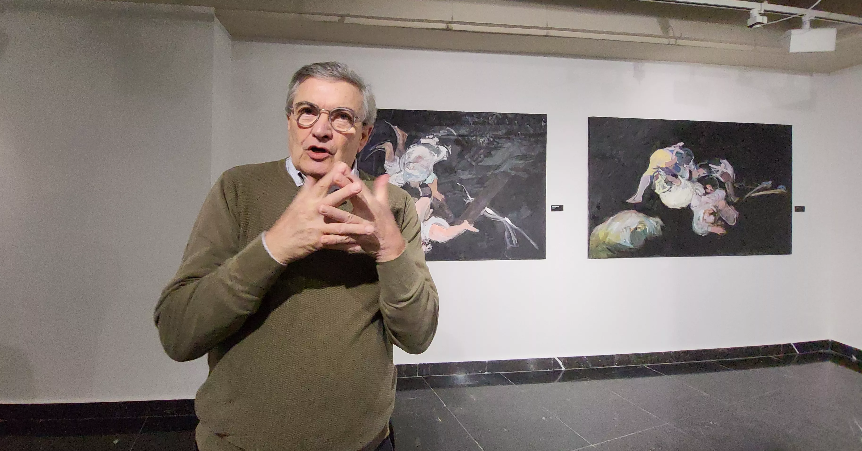 Inauguración de la exposición 'Desastres' de Fernando Alvida en el Centro Ibercaja Huesca. Foto Mercedes Manterola