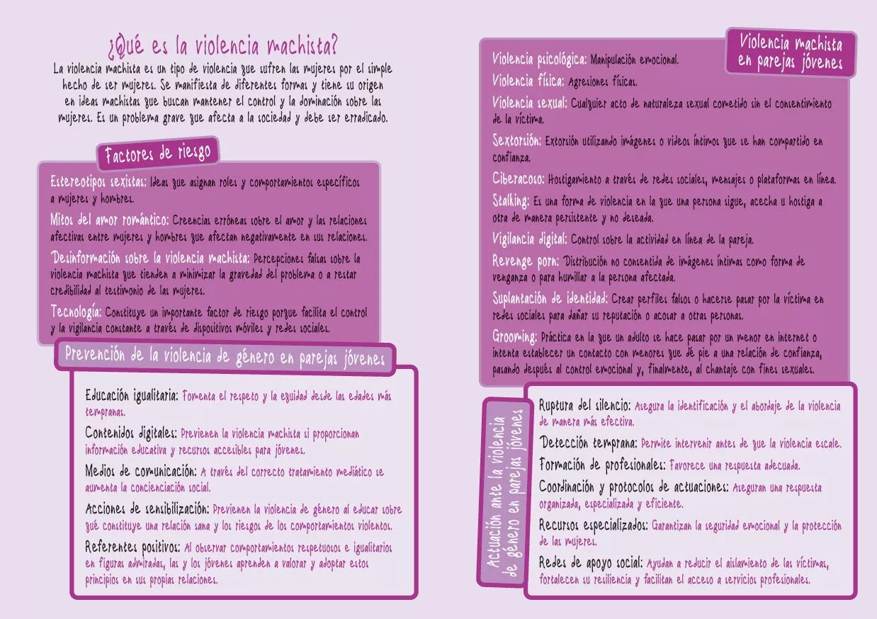 Folleto editado por el Ayuntamiento de Barbastro destinado a que los jóvenes puedan identificar la violencia machista.