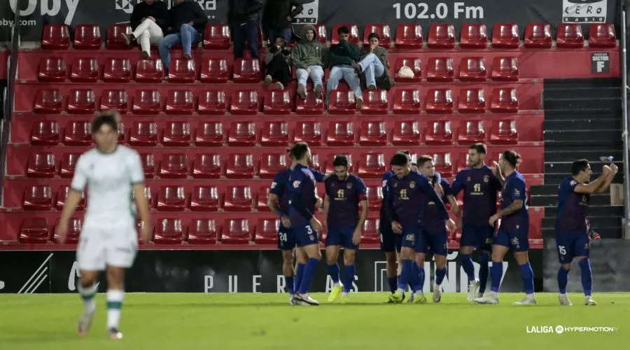 El Eldense celebra el segundo gol ante el Huesca. Foto: LaLiga