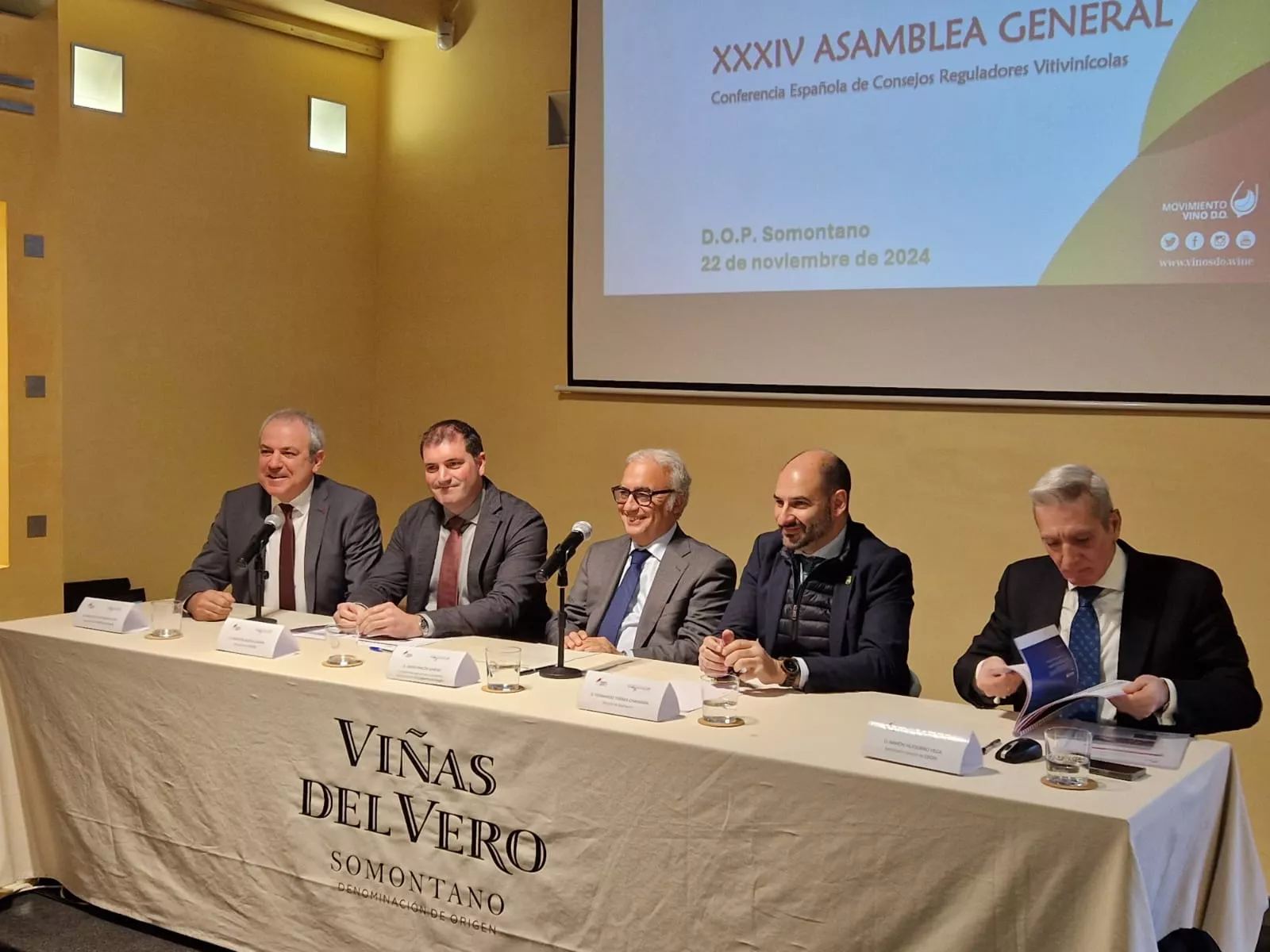 Francisco Berroy, David Palacios, Javier Rincón y Fernando Torres en la clausura de la Conferencia de Denominaciones de Origen en Viñas del Vero