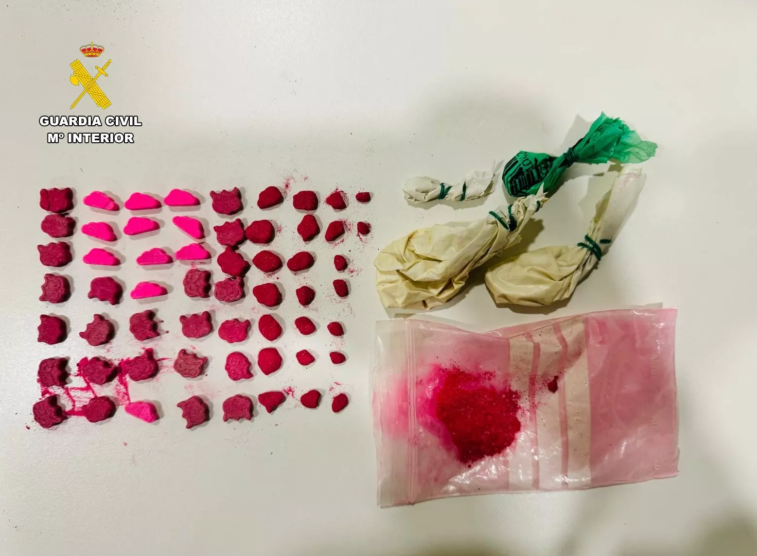 Droga intervenida al detenido en Almudévar