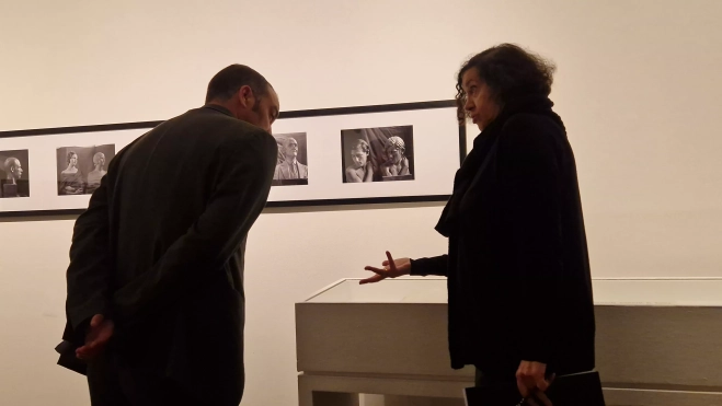 Chus Tudelilla y Carlos Sampériz, en la exposición "Largo es el tiempo". Foto Myriam Martínez Chus Tudelilla y Carlos Sampériz, en la exposición "Largo es el tiempo". Foto Myriam Martínez
