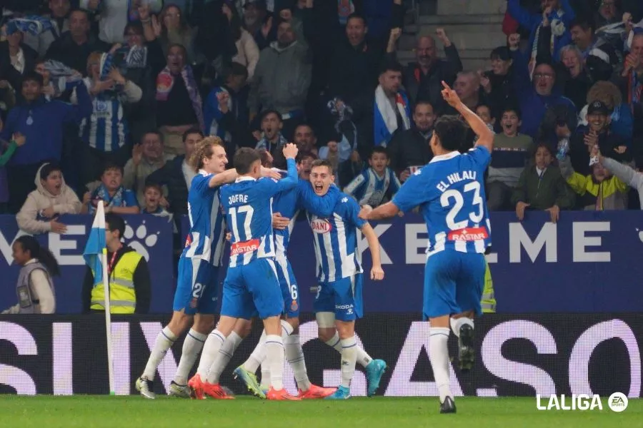 Los jugadores del Espanyol celebran un gol ante el Celta. Foto: LaLiga