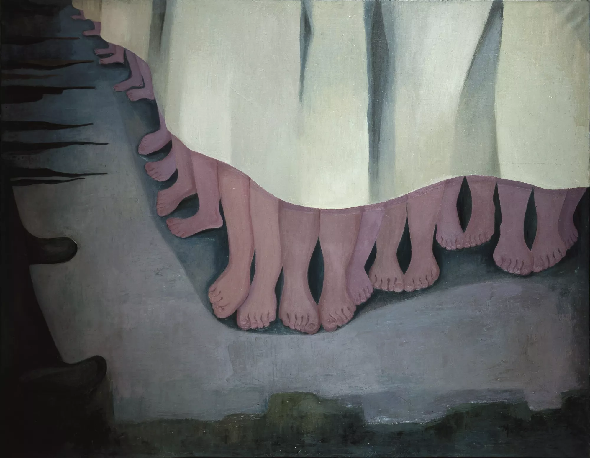 María Cruz Sarvisé. Los niños de Kiryat, Shemona y Muheibid, 1974. Óleo sobre lienzo. 114 x 145,5 cm